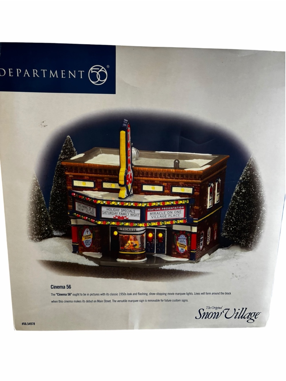 Department 56 Snow Village Cinema 56 Movie Theater 54978 1999 Box Lights